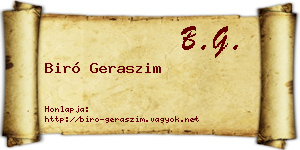 Biró Geraszim névjegykártya
